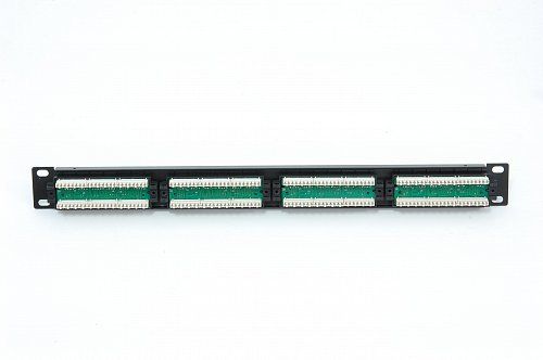 Коммутационная панель ULAN 19, 1U, 24 порта, Кат.5e (Класс D), 100МГц, RJ45/8P8C, 110/KRONE, T568A/B, неэкранированная, черная