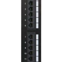 Коммутационная панель NETLAN настенная, 12 портов, Кат.5e (Класс D), 100МГц, RJ45/8P8C, 110, T568A/B, неэкранированная, черная