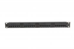 Коммутационная панель ULAN 19, 1U, 24 порта, Кат.5e (Класс D), 100МГц, RJ45/8P8C, 110/KRONE, T568A/B, неэкранированная, черная